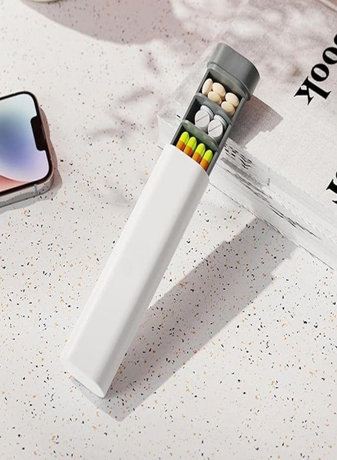 VALUEVIBES Travel Pill Box, Tablet Organiser Portable Pill Organisers, 7 Days 2 Times a Day, Small Medicine Organiser with Chains, Long Pill Dispenser 1 Times a Day for Travel (Gray) - Image 3